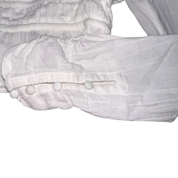 EUC Free People Chloe Puff Sleeve Blouse Long Sleeve Cropped Off-White Medium - Picture 7 of 13